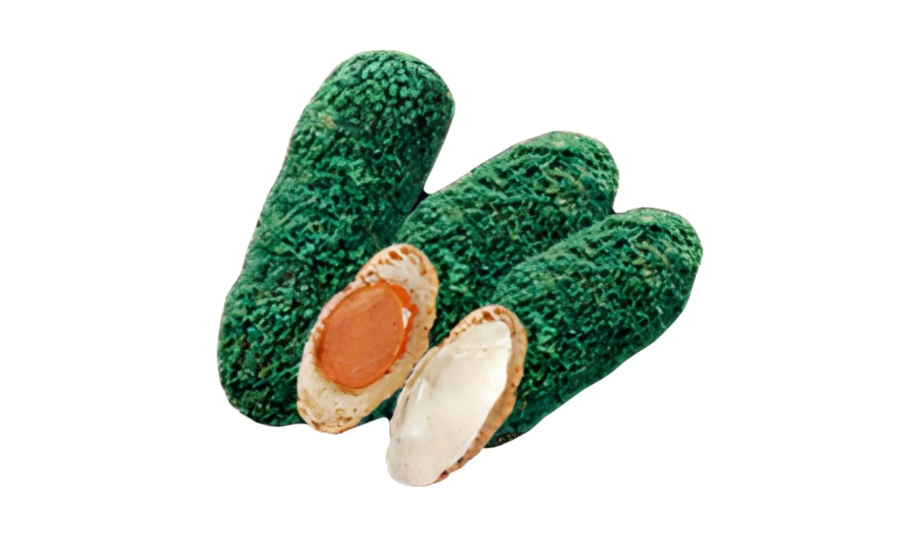 Green crispy pastry sticks with creamy and savory fillings